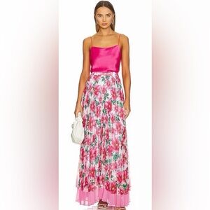 Alice + Olivia Katz Floral Pleated Maxi Skirt